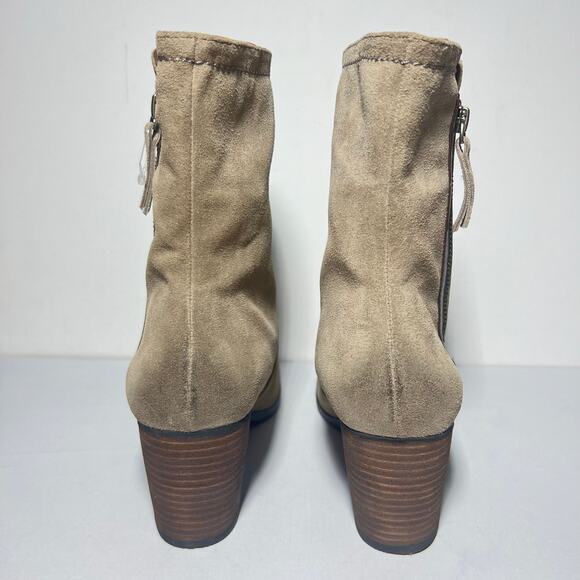 Nine West Zip Boots NW Seastars Boho Taupe Gray Leather New in Box Size 9.5 - Picture 8 of 14